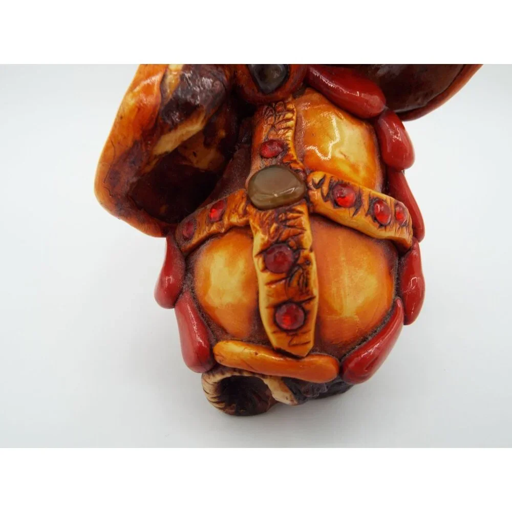 Mexican Folk Art Lucky Elephant Figurine Mayan Aztec Stones